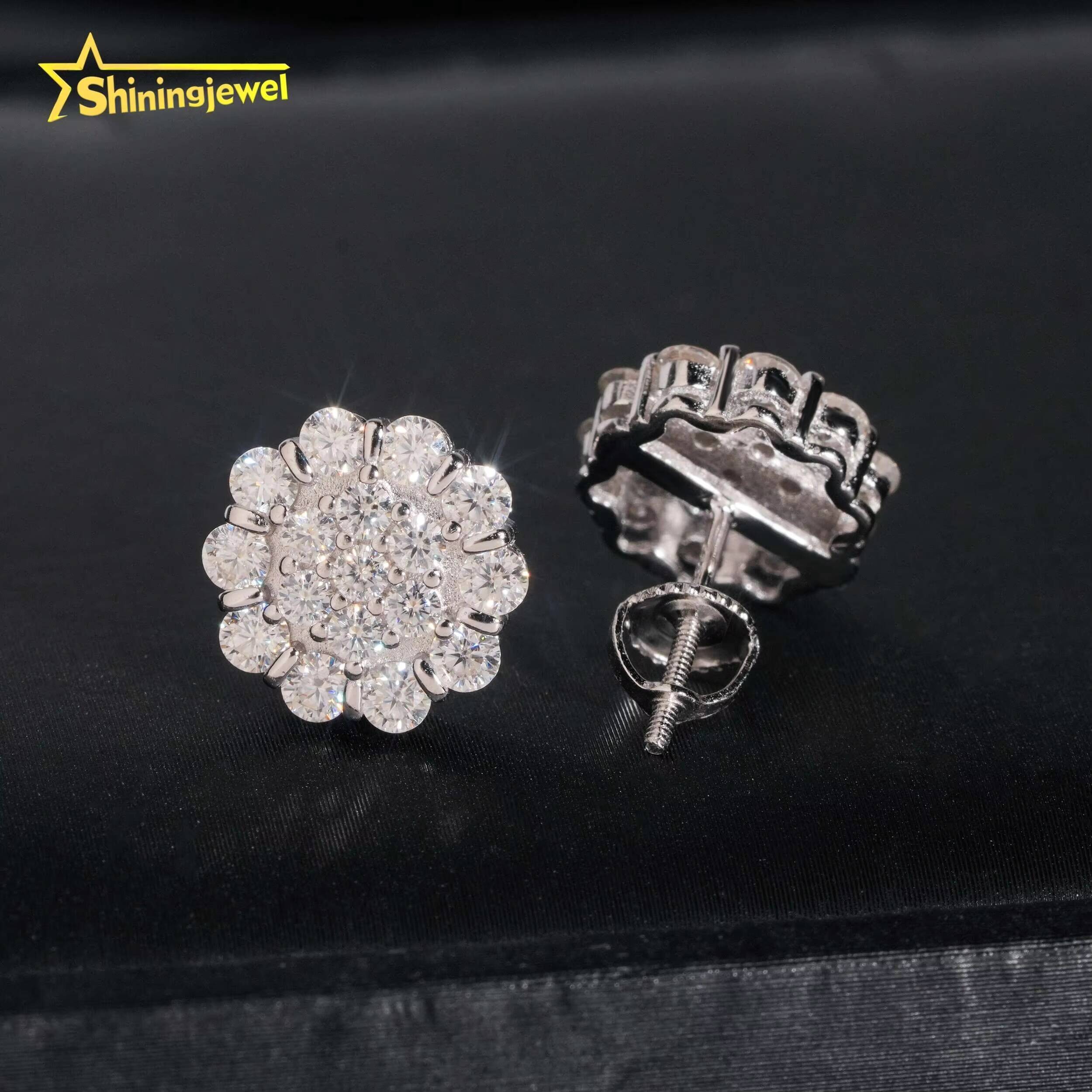 Fashion Jewelry Factory Price Iced Out Diamond Hip Hop S925 Sterling Silver Men Moissanite Earring
