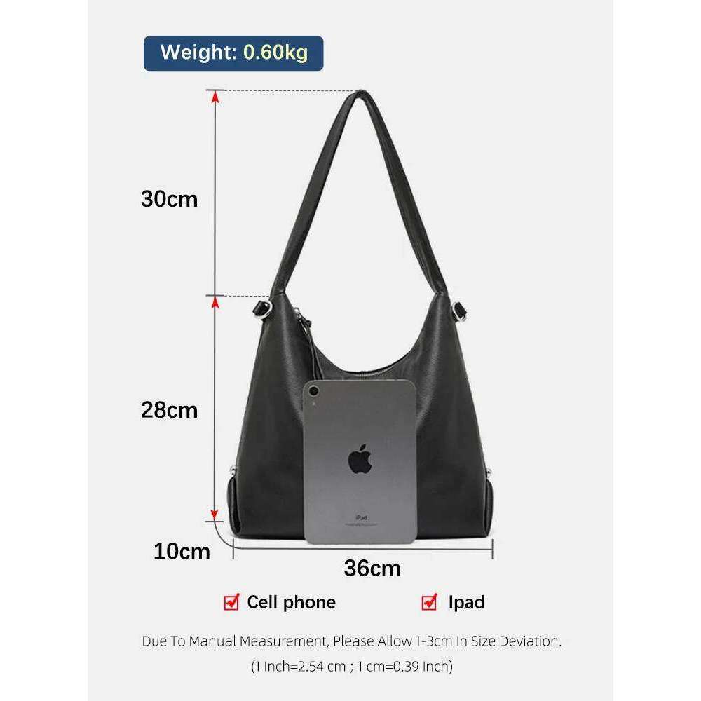 Designer Bags Fashion 100% Genuine Leather Women Shoulder Bag Causal Hobos Roomy Tote Handbag Crossbody Messenger Solid Bags Sac Luxury Bag