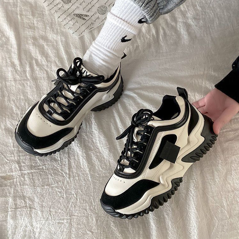 new outdoor running shoes womens trainers chunky sneakers casual round toe soft sole comfortable black khaki daily wear women shoes size 35-40