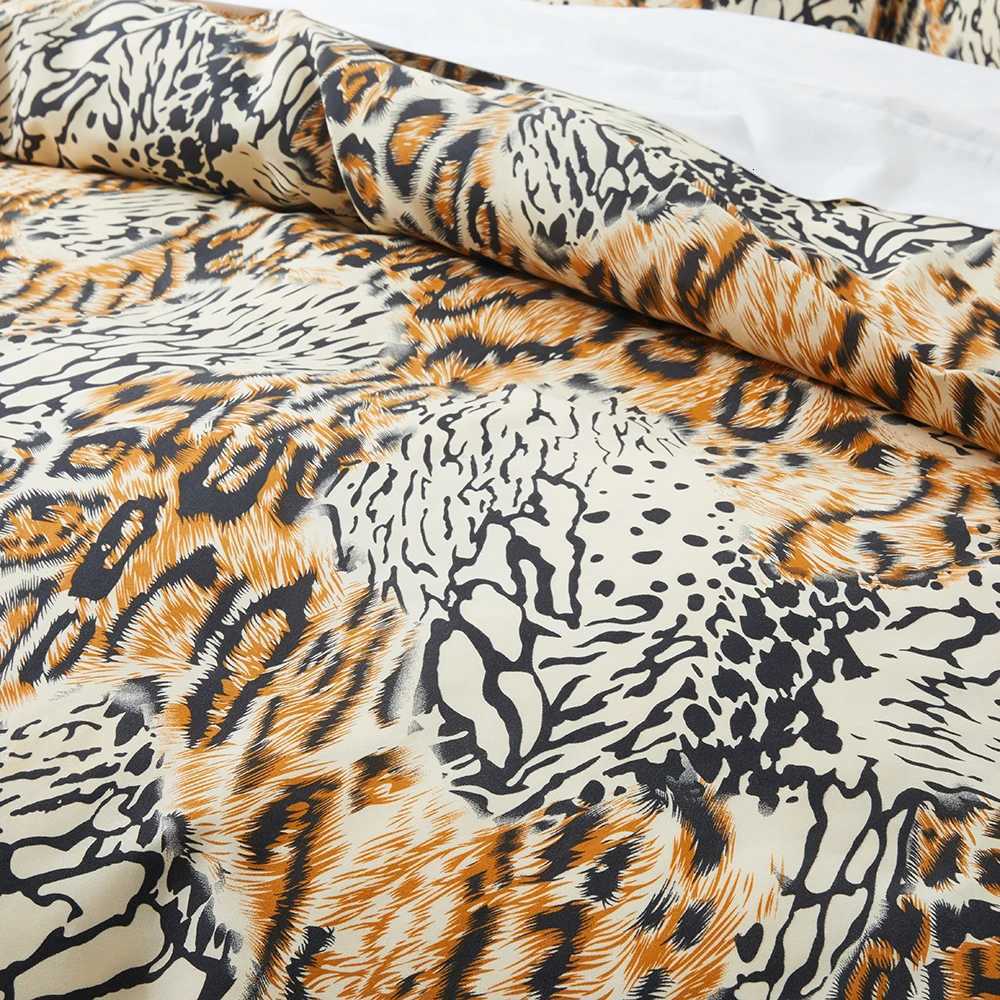 Tiger Print Duvet Cover Queen for Boys Girls Fiercely Safari Animal Skin Leopard Bedding Set Reversible Yellow Black Quilt Cover Y250819