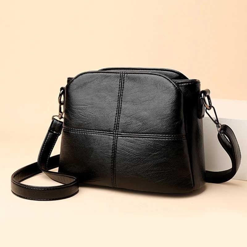 2025 vintage womens soft PU leather shoulder bag square solid color crossbody bag womens new crossbody bag Y250819