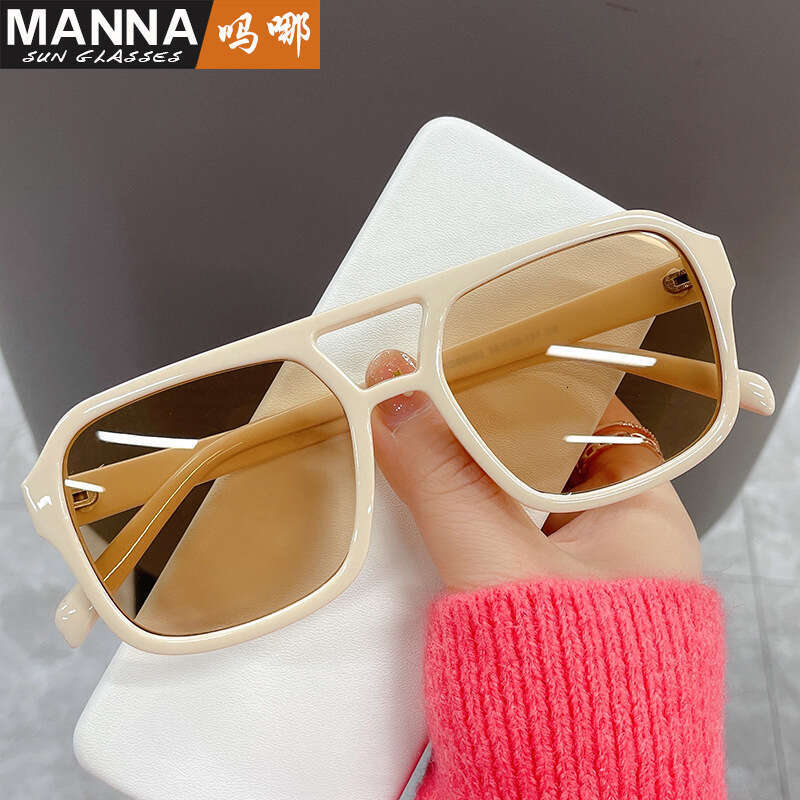 New Korean Style Square Double Beam for Men and Designer Women, Personality Ocean Lens Glasses, Celebrity Trendy Sunglasses
