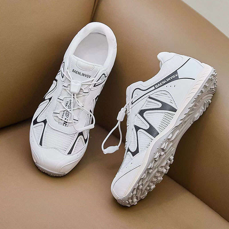 2025 Summer New Outdoor Sports Hiking for Women Genuine Leather Mesh Breathable Casual Running Dad Shoes Non-Slip