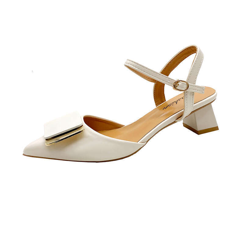 Summer Peep Toe Square Buckle Shallow Mouth Stiletto Sexy Professional High Heels Women 2023 Spring New Single Shoes