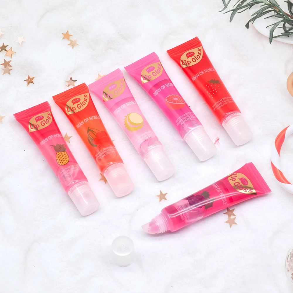 6pcsset Moisturizing Clear Lip Gloss Pineapple strawberry grapes Translucent Plumping Oils Gift Set 250809