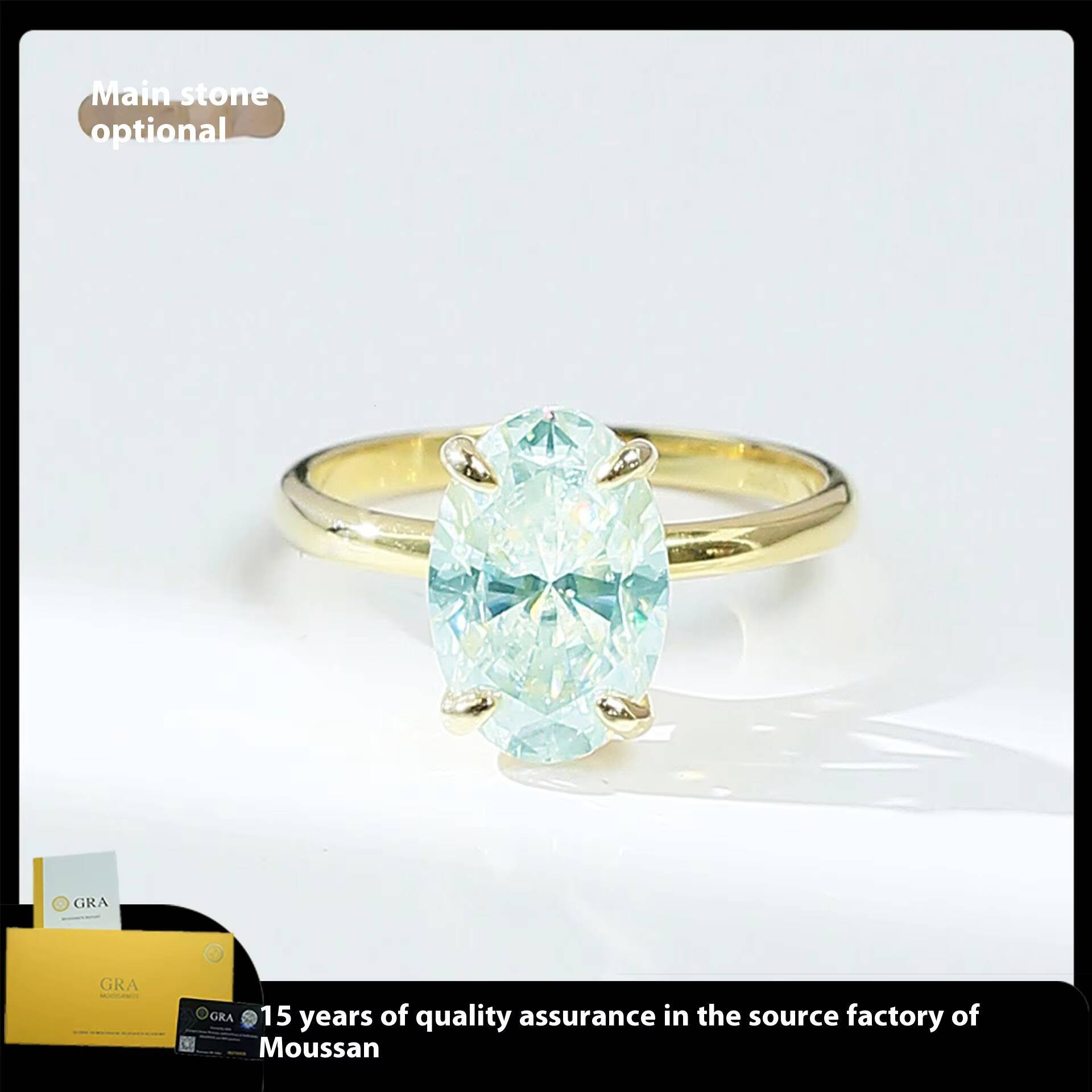 Hot Selling S925 Silver 4.5 Karat Moissanite Ring Oval Egg-shaped Cut Cross-Border E-commerce Trendy Mossanite Diamond Ring