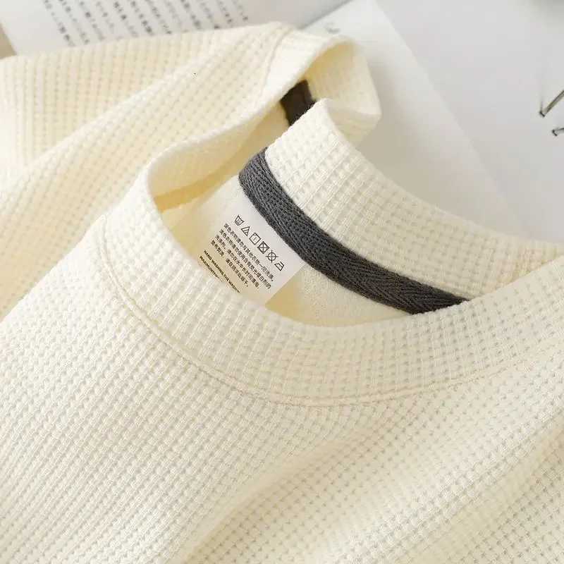 Mens Summer Waffle Round Neck Short Sleeve T-Shirt Comfortable Breathable Short-Sleeved Top for Casual Wear Y250819