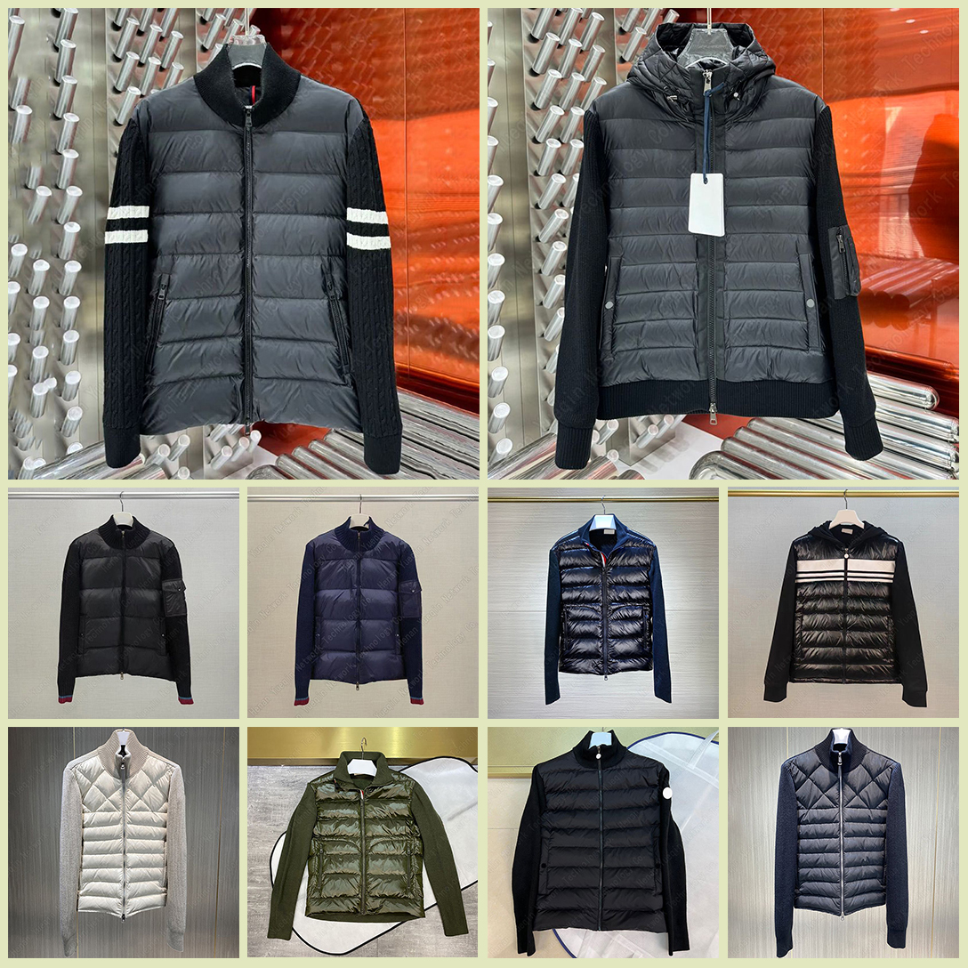 Monclcer pufferjacket Designer Mens Down Parkas Luxury Embroidered Badge Stand Collar Knitted Splice Sweater Lightweight Jacket Casual Fluffy Vest Coat Doudoune