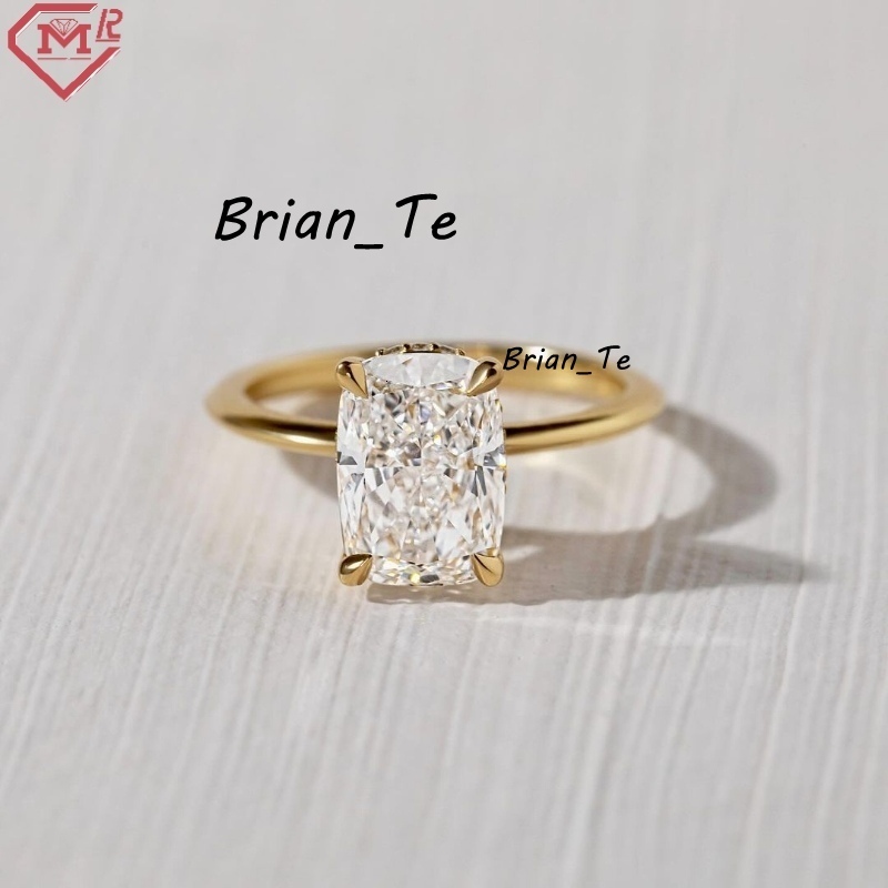 Custom IGI Certified Lab Grown Diamond Ring Engagement 14k Gold Solitaire 2ct Cushion Cut Diamond Rings