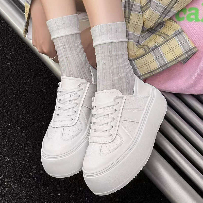 White Sneakers for Women with Skirts, Spring and Summer Two-Way Wear, Thick-Soled Board Shoes, 2025 New Versatile Mesh Yellow Sports Casual Shoes