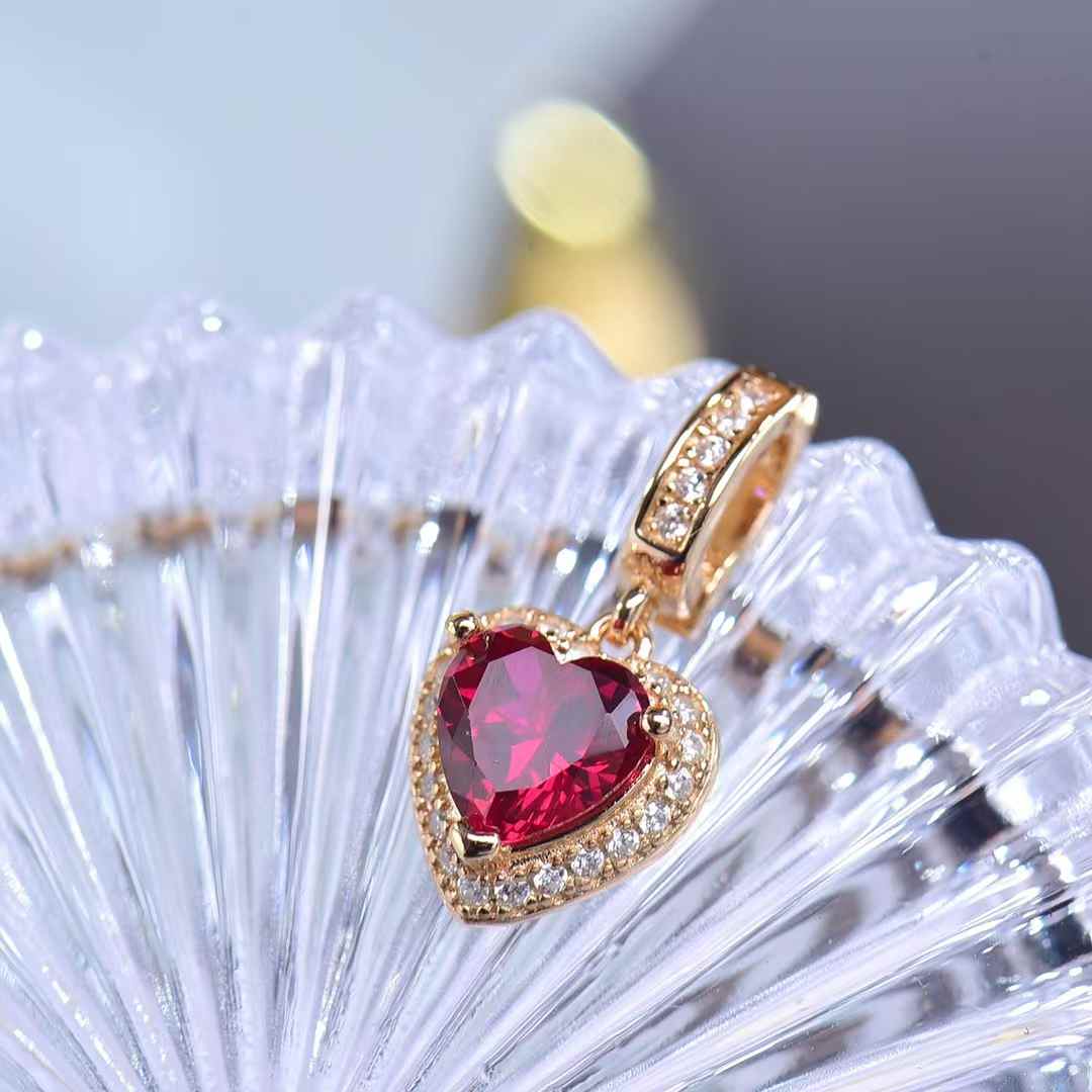 Sparkling Heart Ruby Pendant Necklace Perfect for Adding a Touch of Romance to Your Look Ideal for Expressing Love on Anniversaries Birthdays