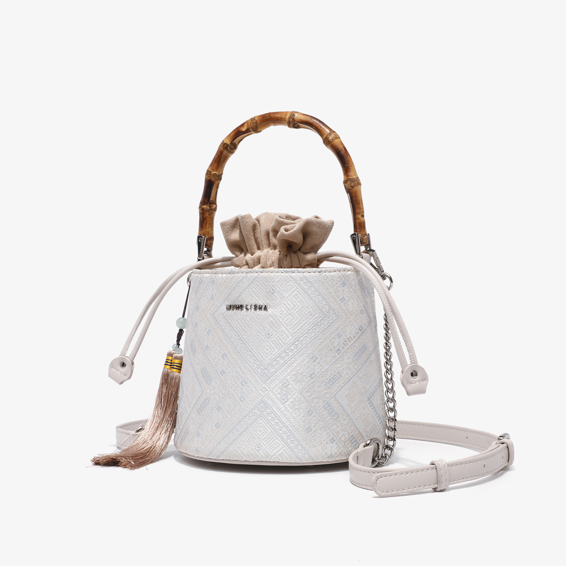 Free Shipping Designer New Light Luxury Women's Bucket Bag Fashion Bamboo Hand-held Cylindrical Bag Shoulder Bag Handbag