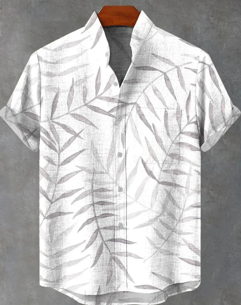 mens fishpattern shortsleeved shirt Summer vintage linen Mens casual resort streetwear Hawaiian 250808