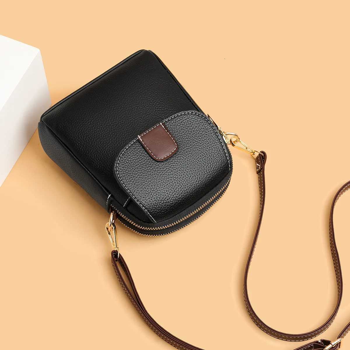2025 Womens Soft Leather Phone Crossbody Bag - European Chic Small Square Shoulder Purse Trendy Hands-Free Mini Messenger Y250819