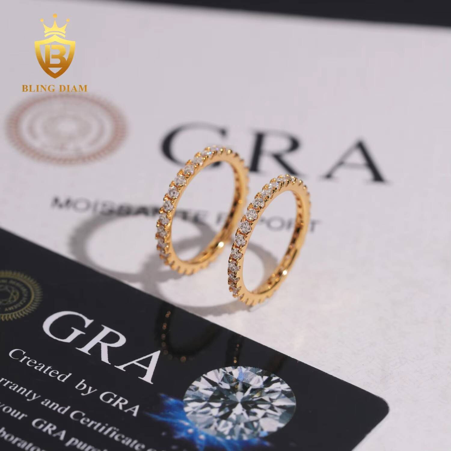 New Design Iced Out Gold Plated Hip Hop Rings 925 Sterling Silver Fully Moissanite Custom Rings for Men