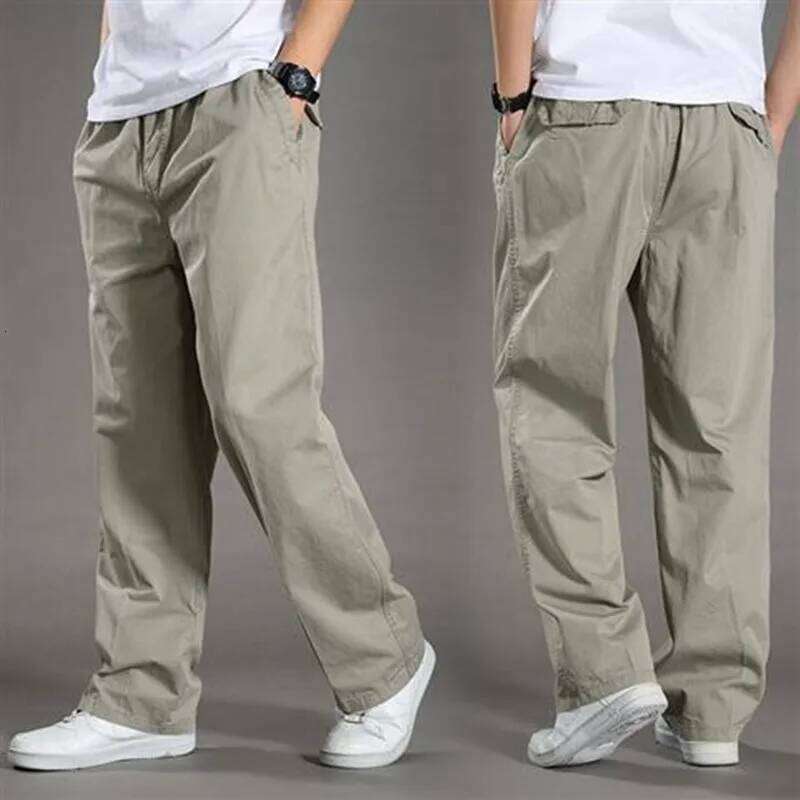 Summer thin cotton casual men loose straight leg 2024 new trend all matching men's long pants