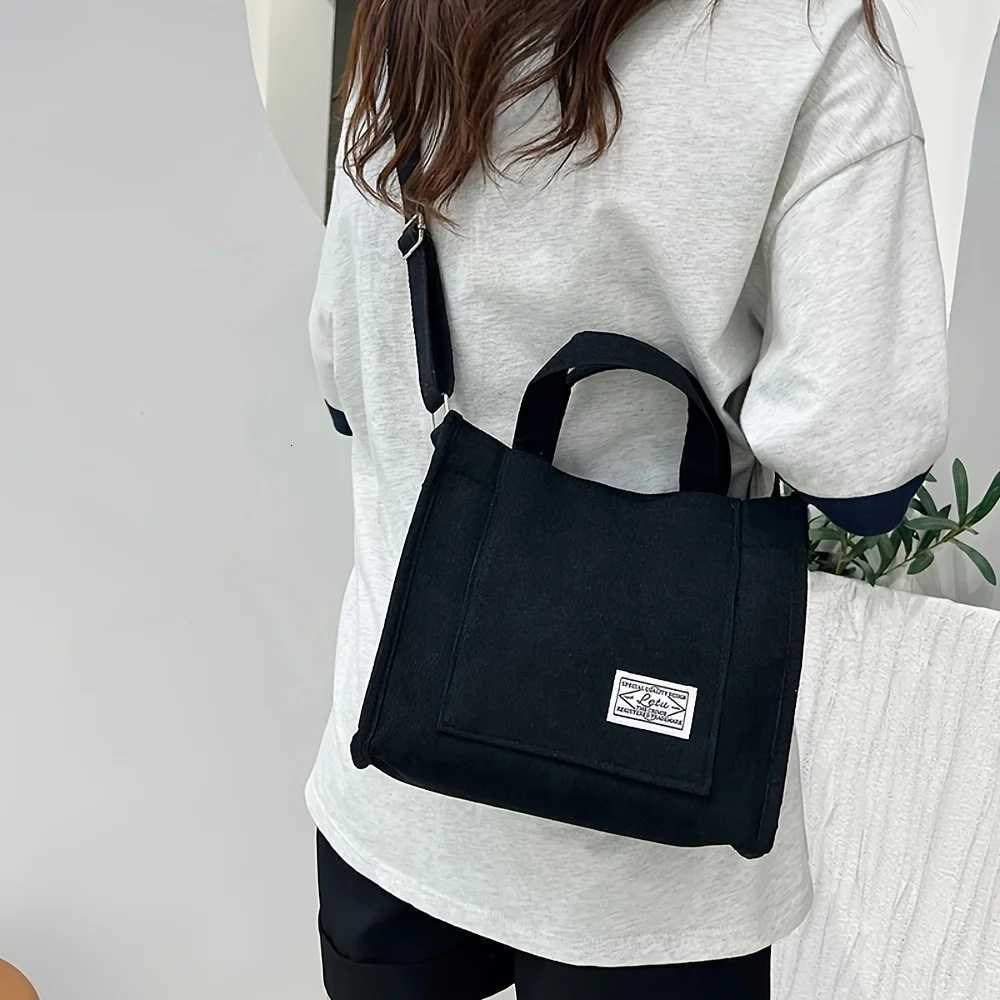 Vintage Corduroy Tote Bag Crossbody Messenger Bag Casual Handbag Shoulder Purse For Women Y250819