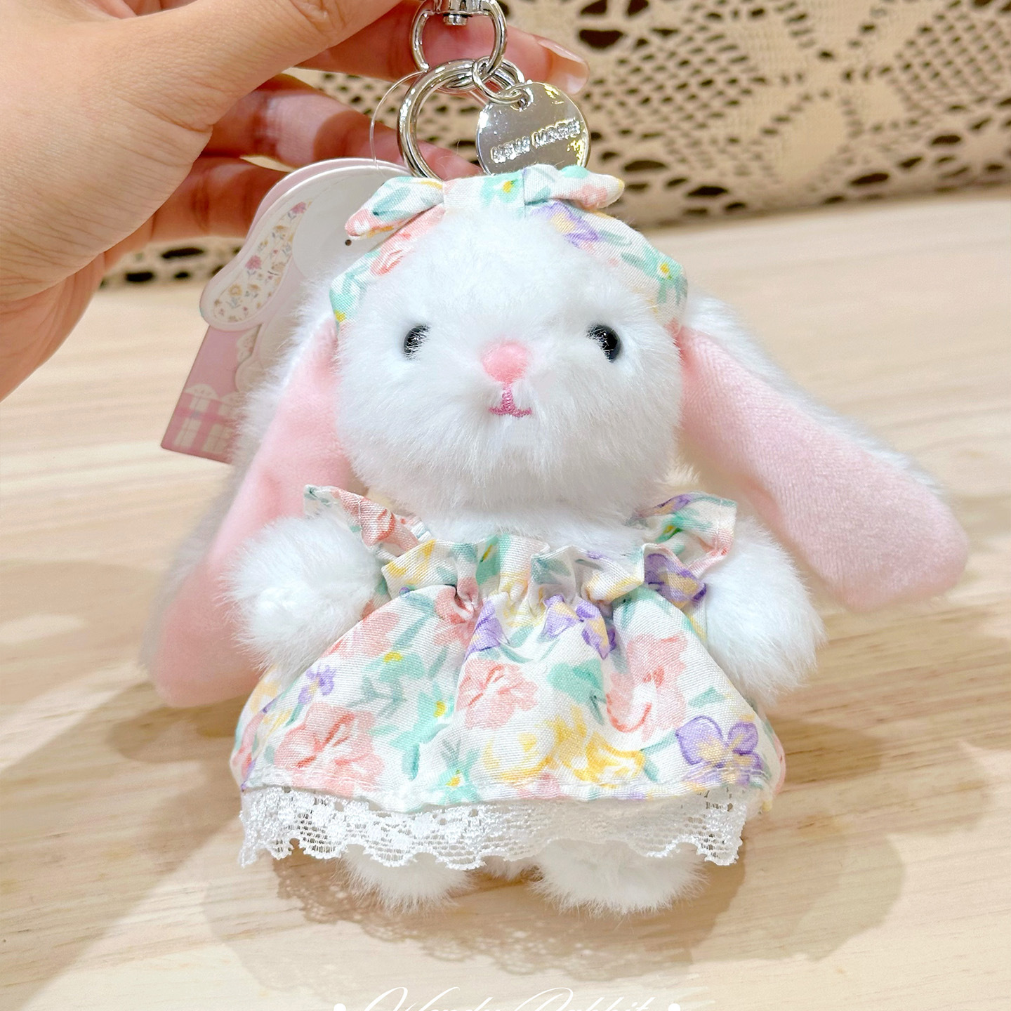 Creative Flower Bowknot Plush Keychain Soft Cute Car Key Pendant Cartoon Stuffed Doll Keyring Unisex