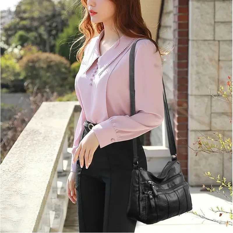 Fashion Soft Leather Crossbody Bags for Women 2025 Casual Female Multi Pocket Messenger Bags Handbags Ladies Shoulder Bags Y250819