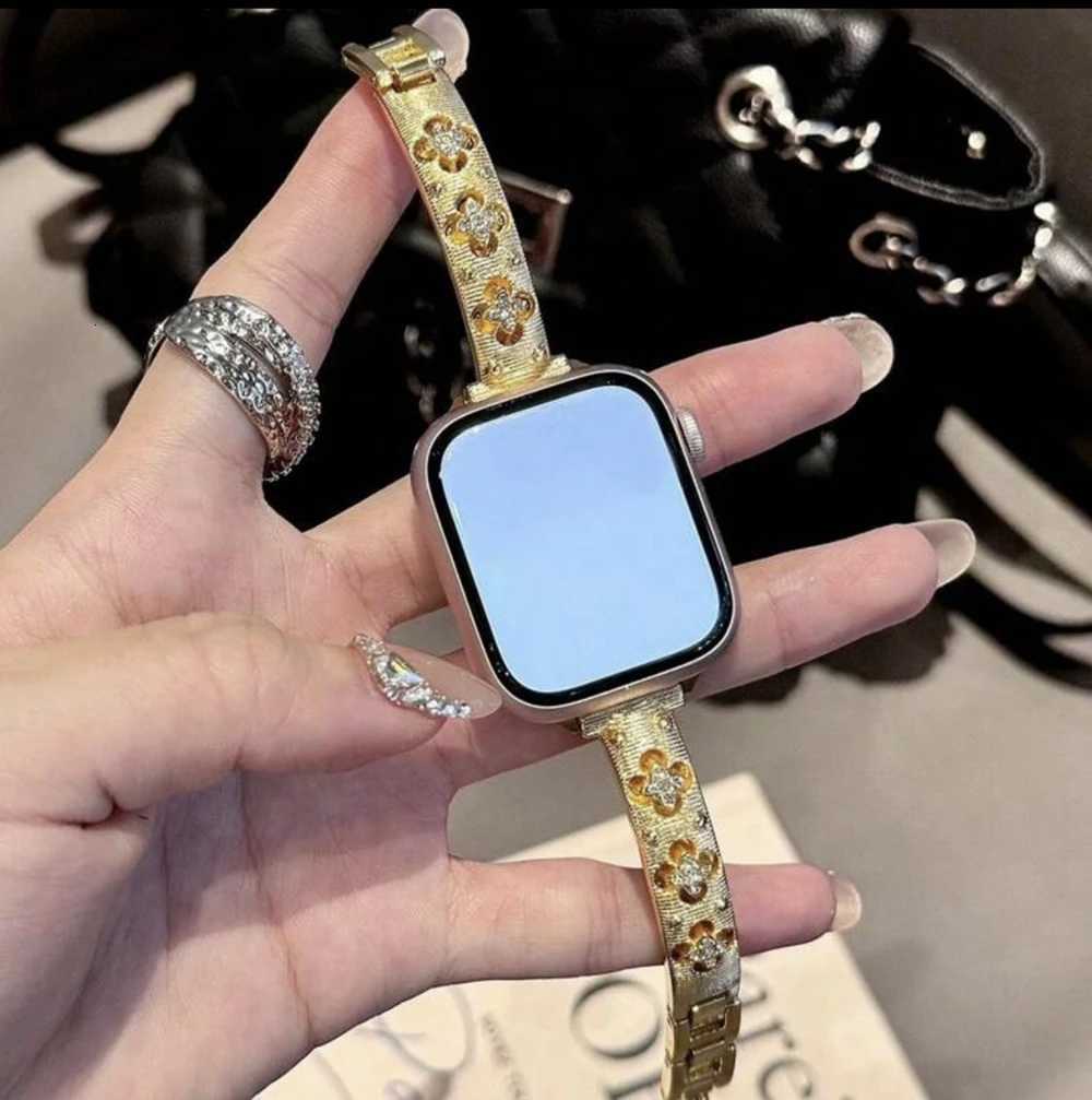 Bling Gold Stainless Steel Bracelet Link For Watch Band Series 8/7/6/10/9 40mm 41mm 38mm 42mm 44mm 45mm 46mm Strap Y250820