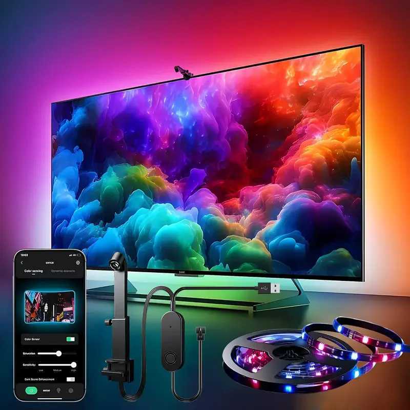 Smart Led Tv Ambilight Backlight 5V Usb Rgbic Television Screen Color Synchronization Led Strip Tape 3.8M 5M App Remote Control H250826