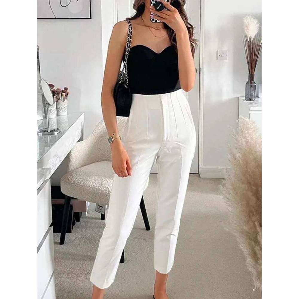 TRAF 2025 Pencil High Waist Pants for Women With Seam Detail Streetwear Woman Ankle Trousers Autumn Office Wear Pant