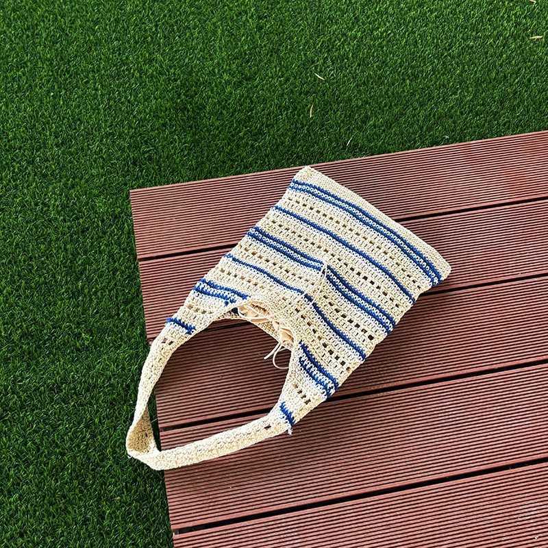 Fresh Casual Single Shoulder Bag Spring Summer New Handwoven Bucket Bag Hollow Large Capacity Underarm Bag Woven Bag