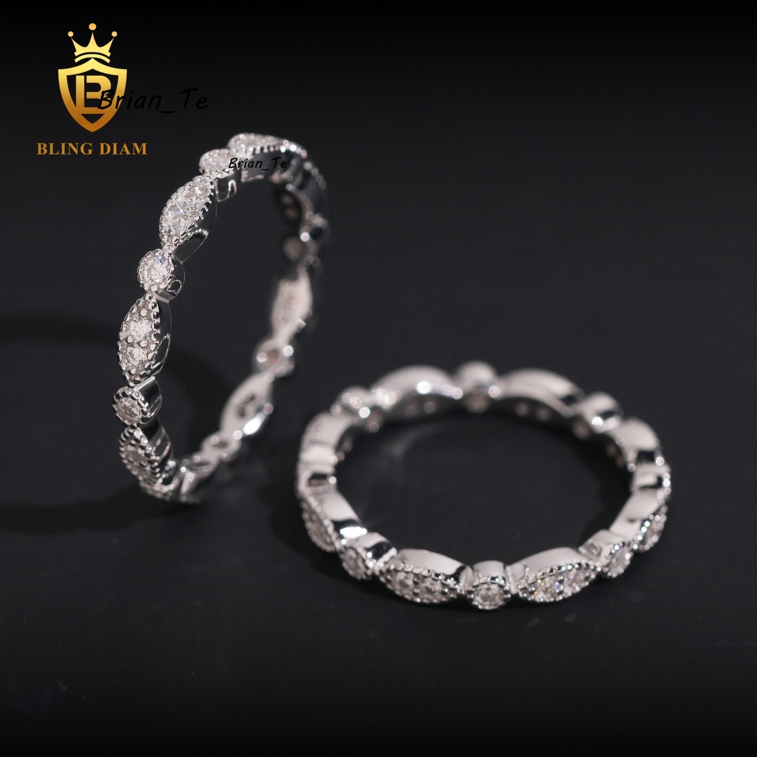 GRA Certified 925 Sterling Silver Gold Plated Hip Hop Jewelry VVS Diamond Moissanite Hip Hop Ring