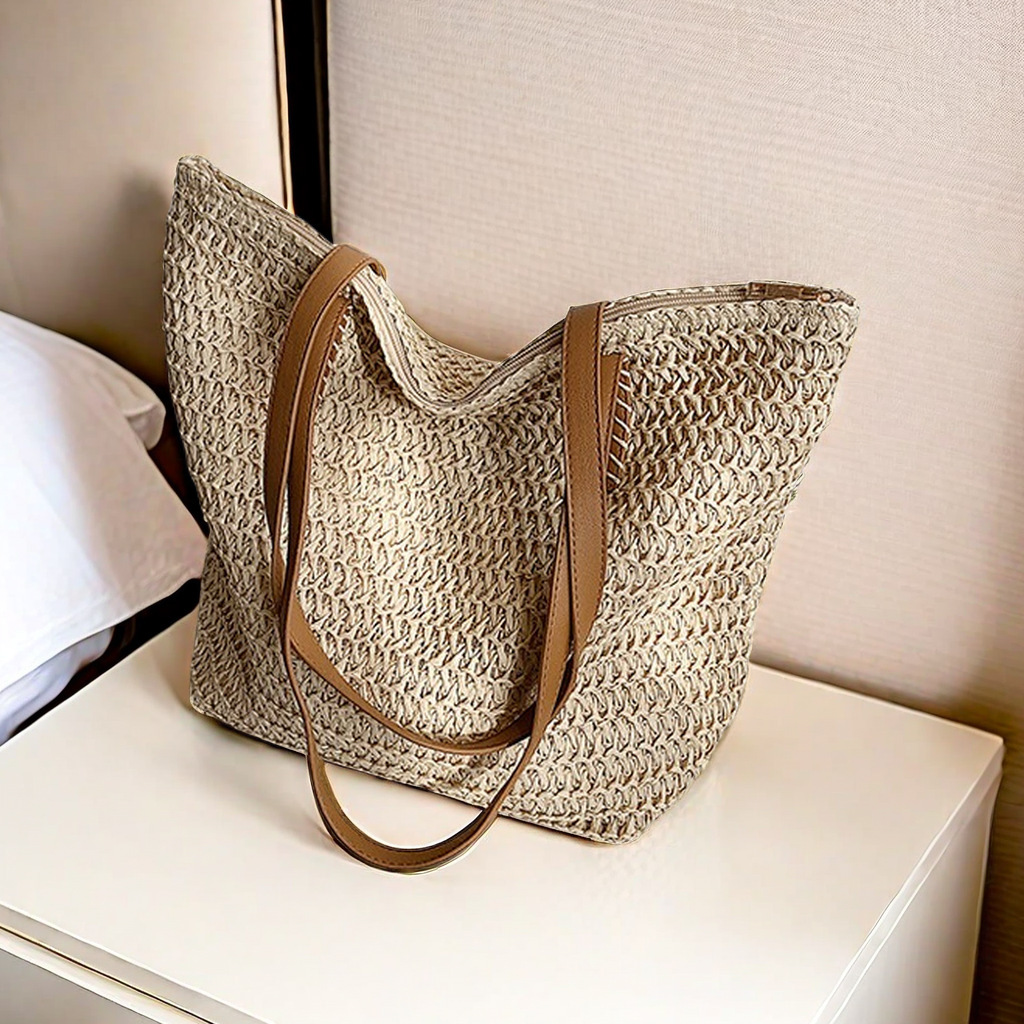 2025 Autumn Leisure French Large Capacity Woven Bag Beach Straw Bag Single Shoulder Underarm Handbag Women's Crossbody Bag Designer Bag Women
