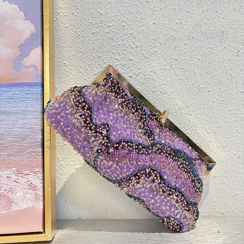 Shiny Sequin Handmade Beaded Qipao Elegant Evening Bag Chinese Style Handheld Banquet Crossbody Bag