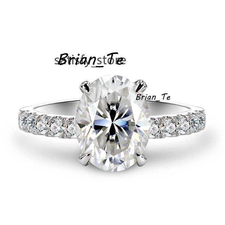 10k white gold moissanite rings jewelry women oval cut 2 carats D color VVS moissanite diamond wedding rings