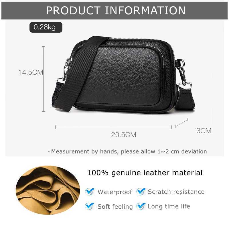 100% Genuine Leather Shoulder Bag For Women Rectangle Bags Crossbody Designer Handbag Female Solid Color Messenger Y250819