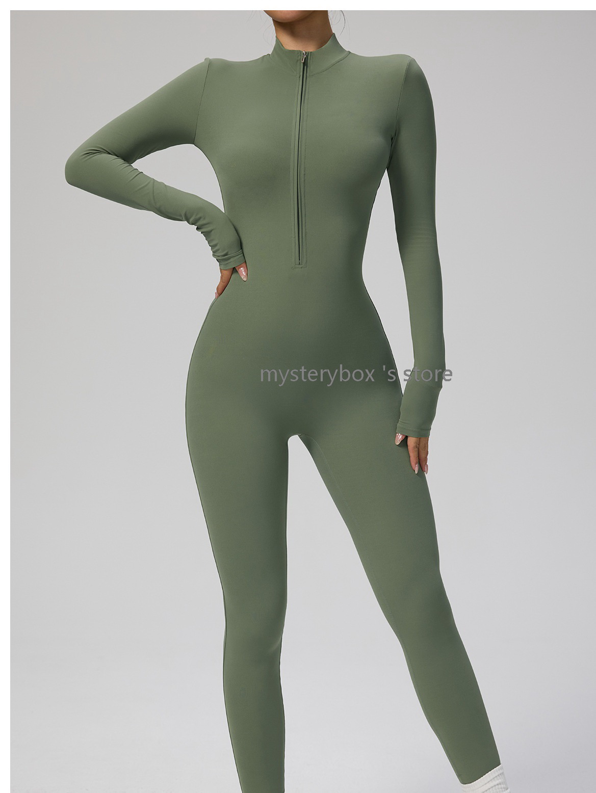 Women Ladies Yoga Outfit Wear Yoga Outfits Zipper Long Sleeved Yoga Jumpsuit Dance Fitness Tight Fitting Sports Cycling Clothes Suits Mysterybox Store