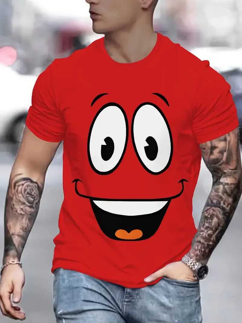 Funny Smiling Face Pattern T-shirt Harajuku Fashion Mens New Street Clothing Smiling Face Mens T-shirt Neutral T-shirt Top Y250819