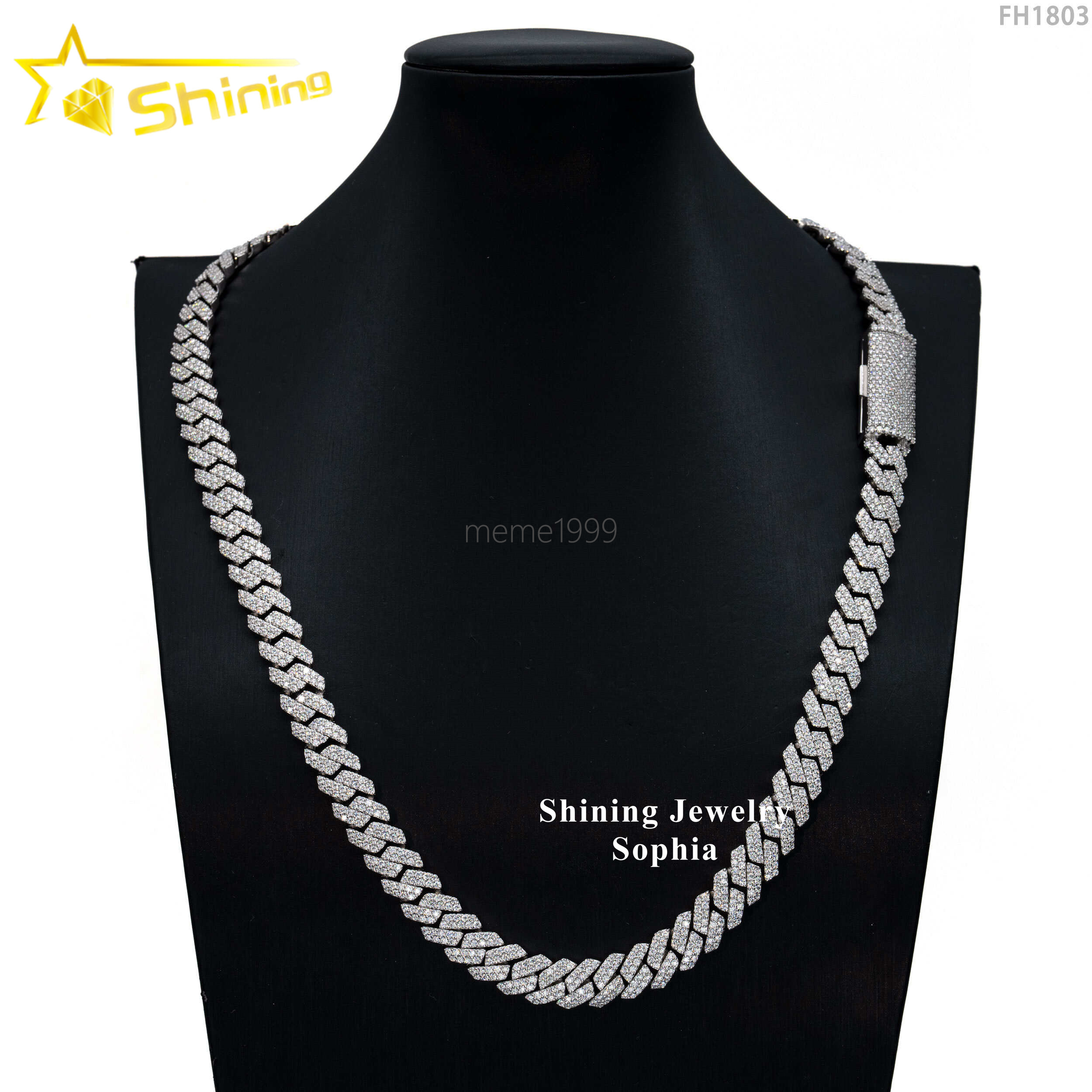 Wholesale Factory China Hip Hop Jewelry Necklace 925 Sterling Silver Micro Pave moissaniteia Diamond moissanite Cuban Link Chain