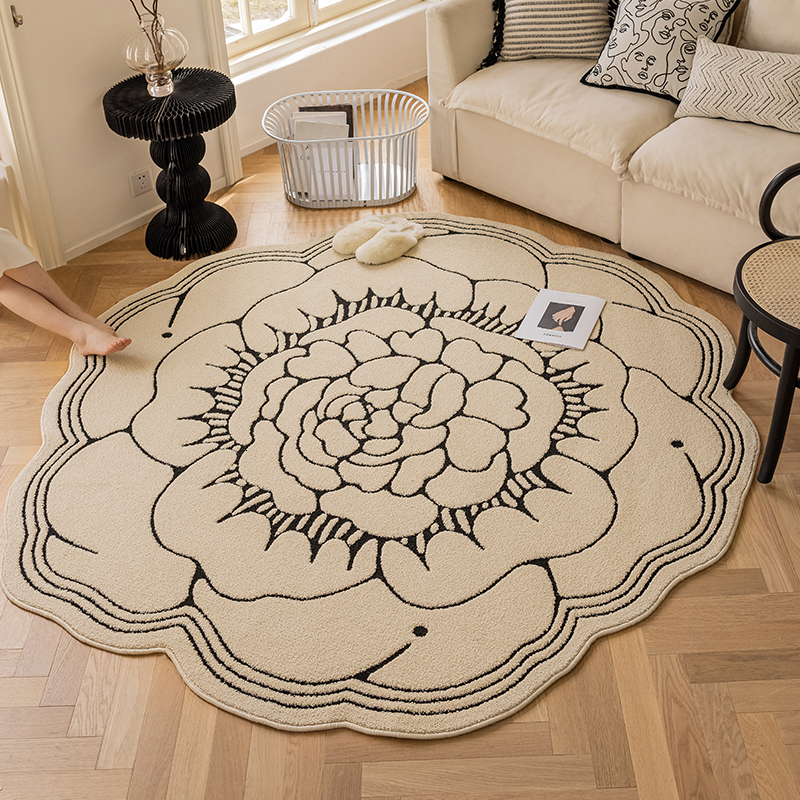 Waterproof and Stain-Resistant Carpet with a High-End Feel, No-Maintenance Lazy Bedroom Irregular Shaped Living Room Coffee Table Rug, Non-Slip ddmyth
