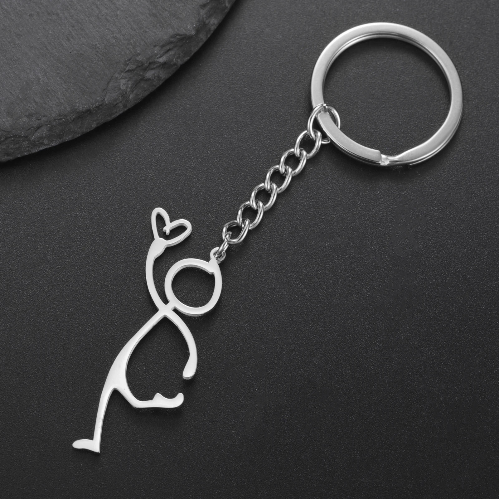 Lucktune Abstract Human Figure With Heart Keychain Stainless Steel For Bags Fashion Charms Jewelry Bag Body Kit Gifts 250811