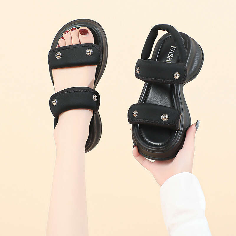2023 Summer New Women's Outdoor Thick Height Increasing Casual Soft Sole Platform Beach Slide Sandals