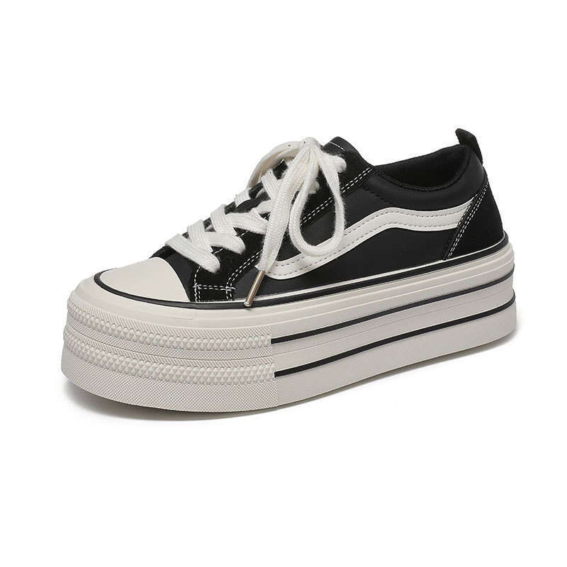 Platform Thick-Soled White Sneakers for Women 2024 Autumn Winter New Korean Style Petite Height-Increasing Versatile Student Sports Shoes