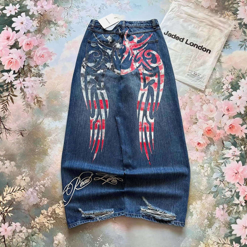 2025 New Hip-Hop Pattern Printed Loose Jeans for Women Y2K High Street Harajuku Long Pants
