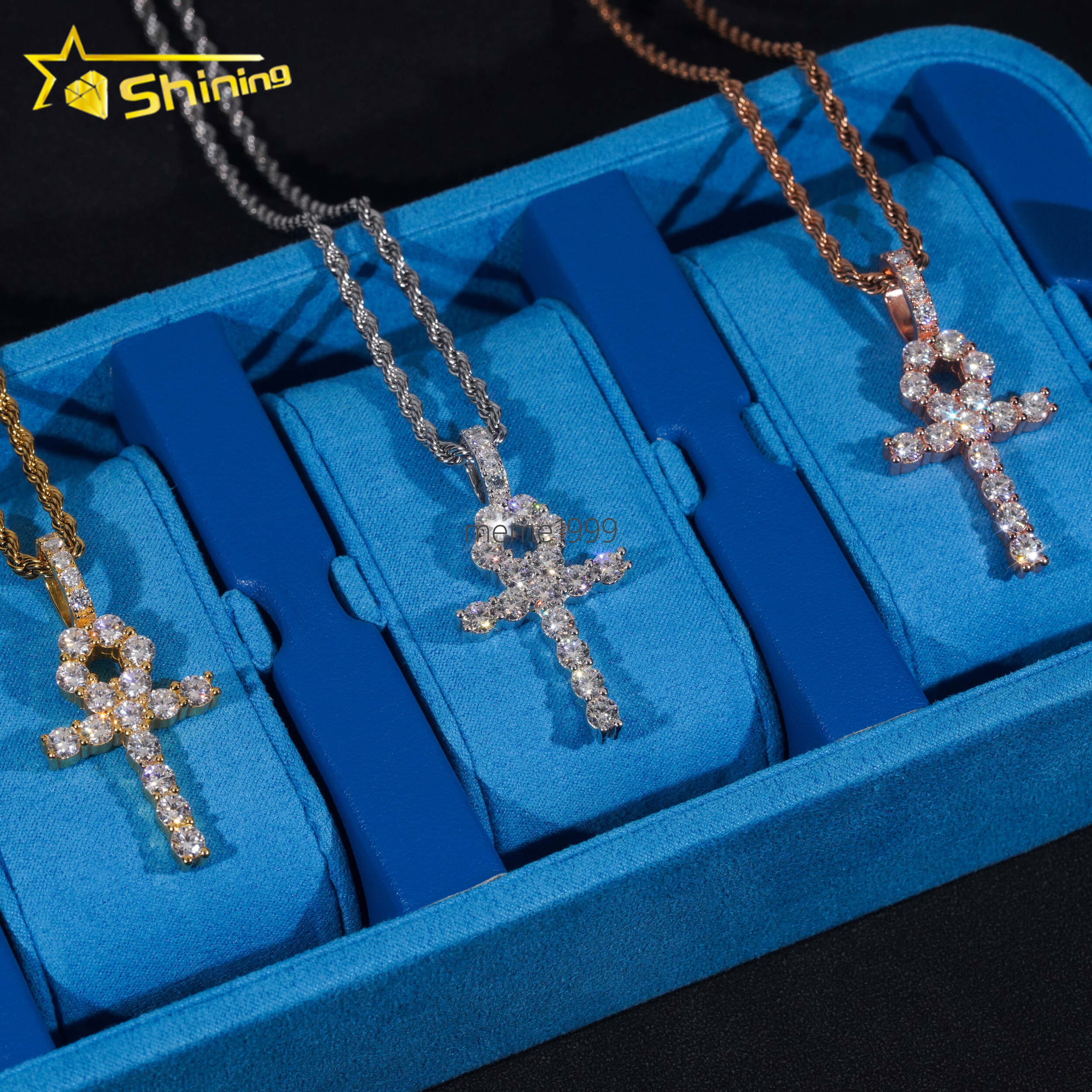 Fine Jewelry Dropshipping Iced Out VVS Moissanite Cross Pendant18K Gold Plated Sterling Silver Fashion Jewelry Pendants Charms