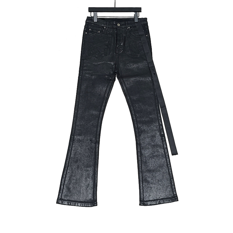 Men's Oil wax Jeans Classic Denim Gothic Coated Casual Flared Trousers High Street Solid Designer luxury Pants