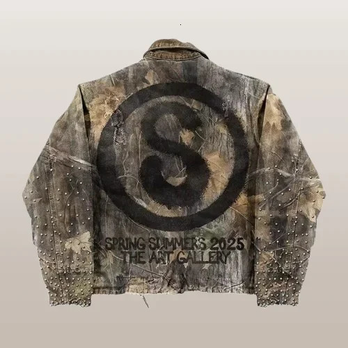 Vintage Classic Camo Jacket Y2K Coats for Mens and Womens Harajuku Hip Hop Letter Embroidery Oversized Jacket Casual Streetwear 250820