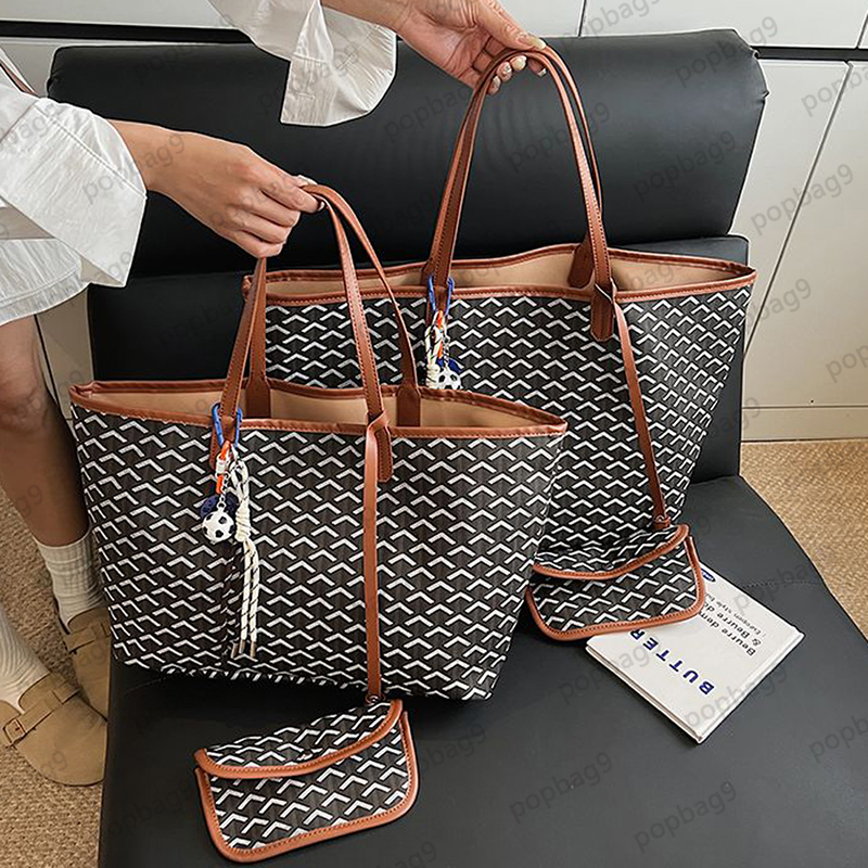 Designer Bag Women Fashion Tote Bag High Quality Tote Handbag Luxury Leather High Capacity Composite Shopping Bags Plaid Letters Beach Brand Bag with Small Bag