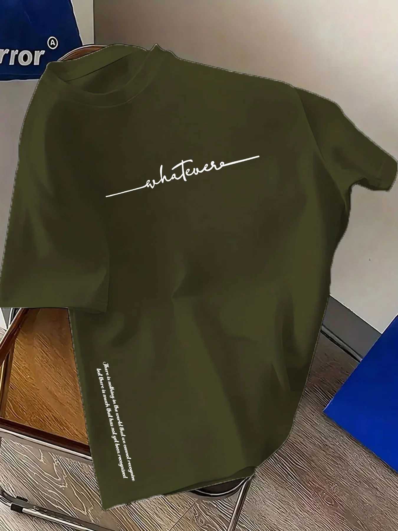 Mens summer 100 cotton fashionable casual sports loose plus size simple letter printed round neck short sleeved T-shirt top Y250819