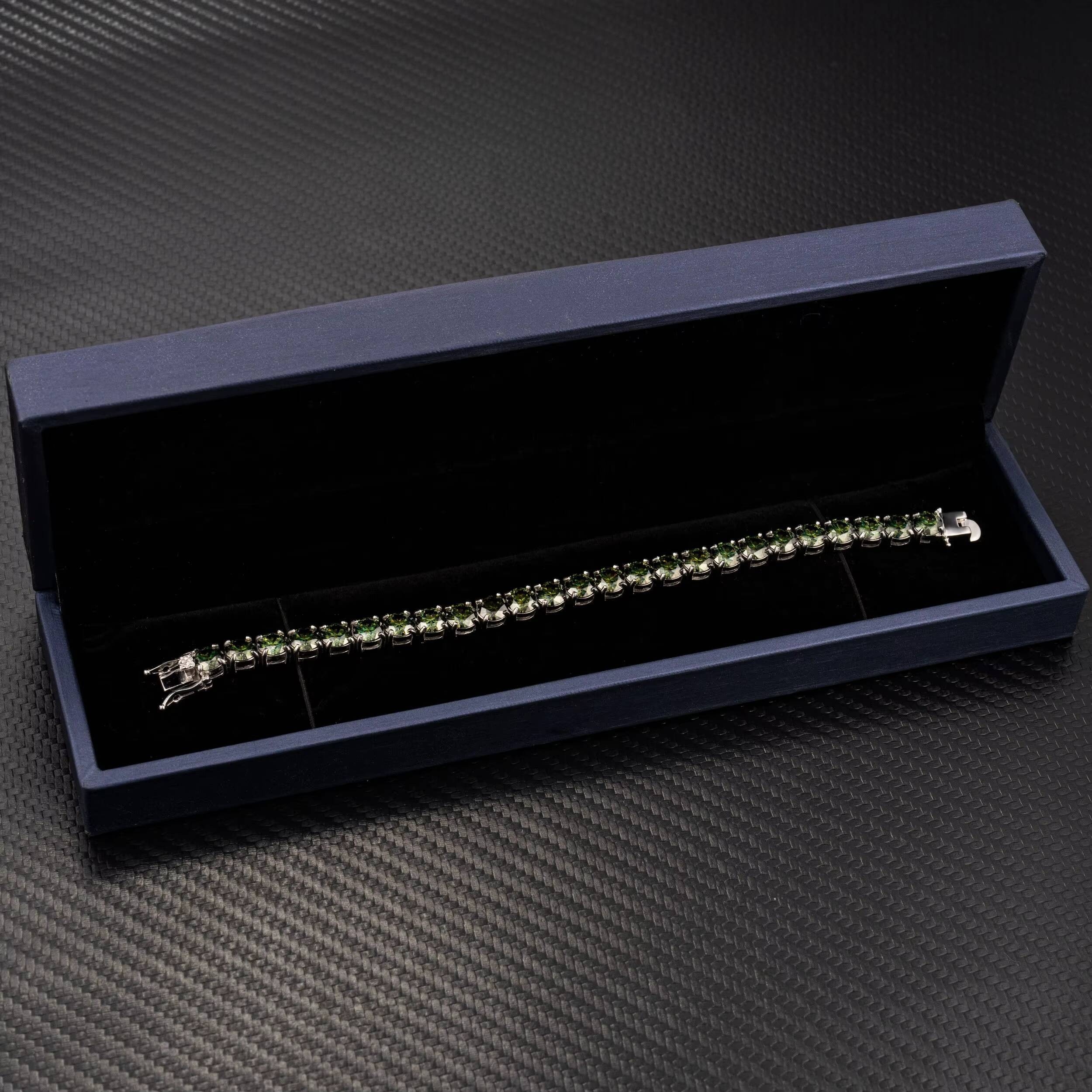 Top Quality Hot Selling Pass Diamond Tester 925 Silver 5mm 6.5mm Color Tennis Bracelet Green Moissanite Tennis Chain