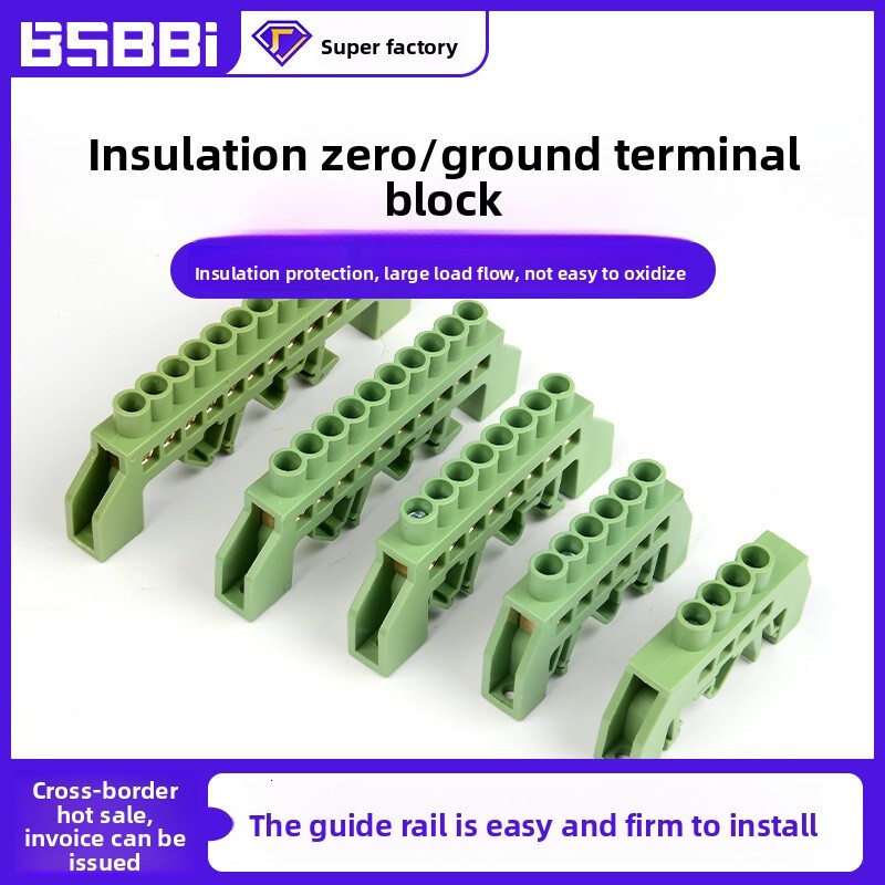 Bridge Type Terminal Block Ground Grounding Neutral Wire Connection Artifact High Current Copper Strip