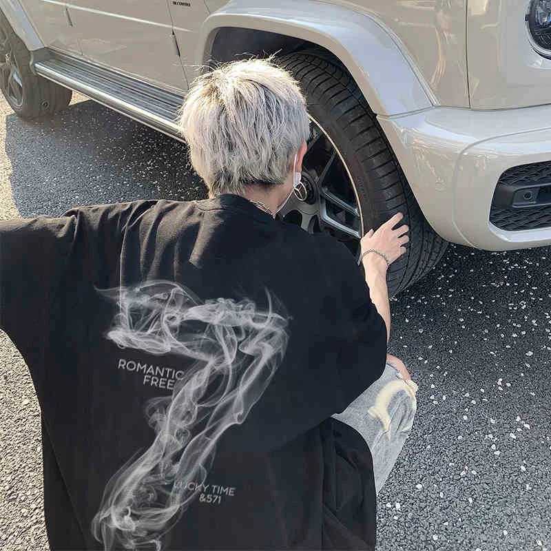 2025 Summer Goth Seven Printed Short Sleeve Tshirt Mens Hip Hop Fashion Cotton Oversized T-shirts High Street Y2K Tee Tops Y250819