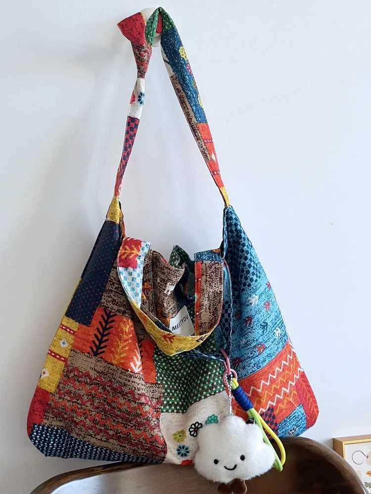 2025 New n Sle Patchwork Tote Bag Large Capaci Multi-Purpose Womens oulder Crossbody Bag Ethnic Trend Y250819
