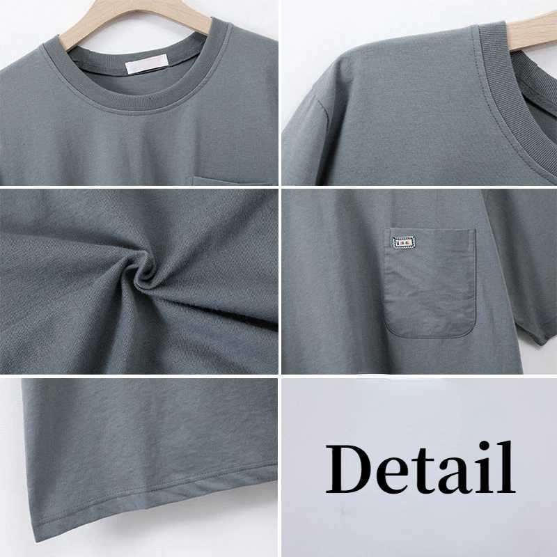 Summer New Cotton Men T-shirt O-neck Fashion Casual Basic Multicolor Pure Color T-shirts Male Pocket Tops Clothing Short Sleeve Y250819